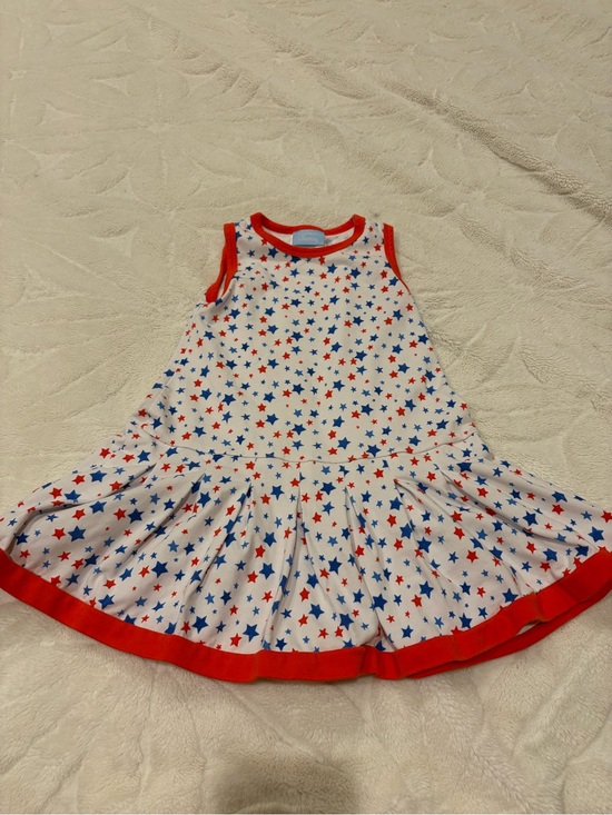 Other - Classic Whimsy Sleeveless Star Print Dress with Red Trim